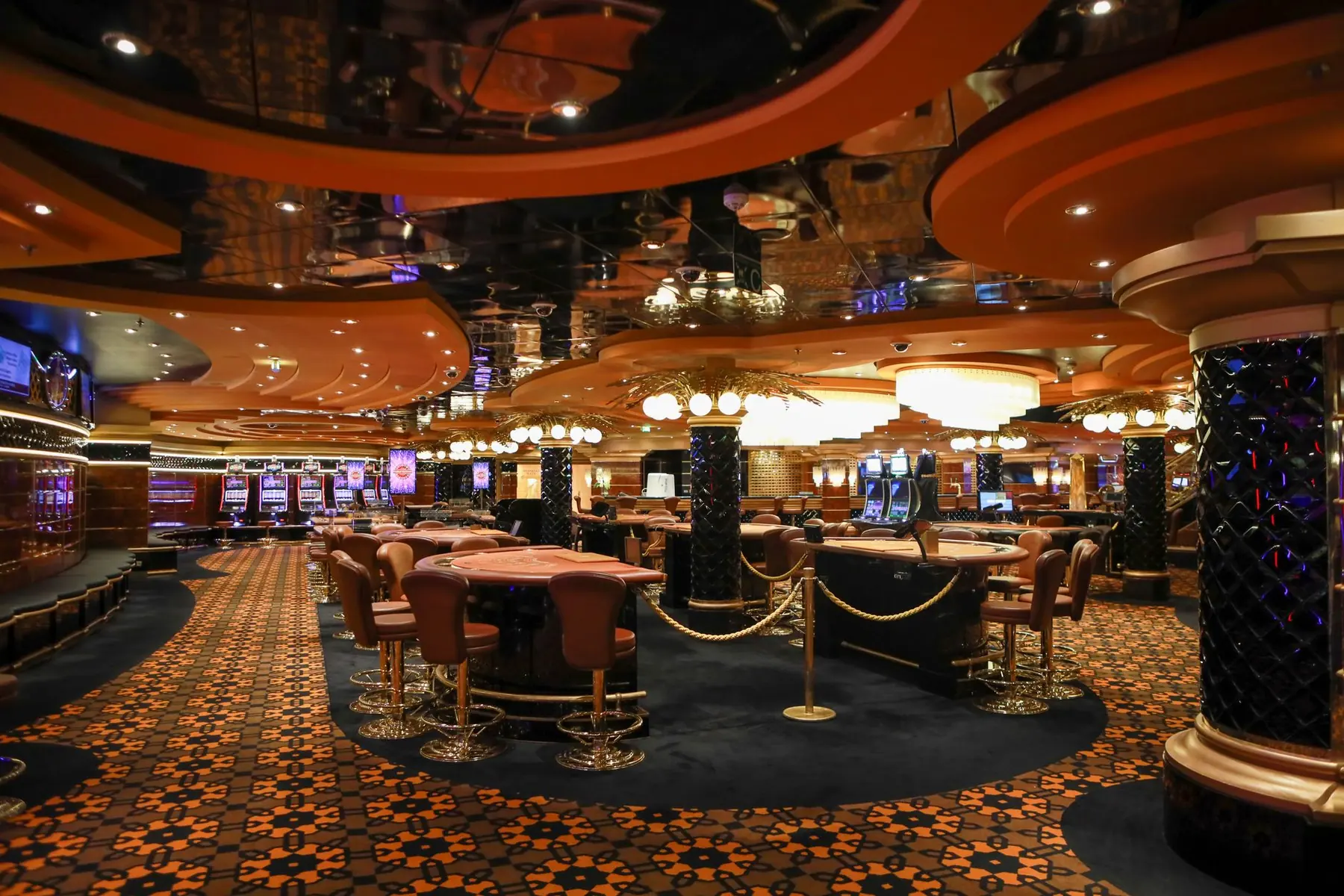 A physical gaming floor at the heart of the resort